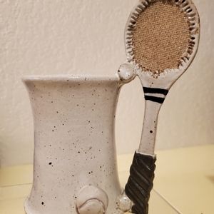 Vtg OOAK Tennis Racquet Mug Stein